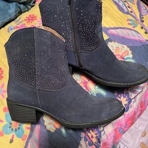 Women's Suede Ankle Boots - Navy